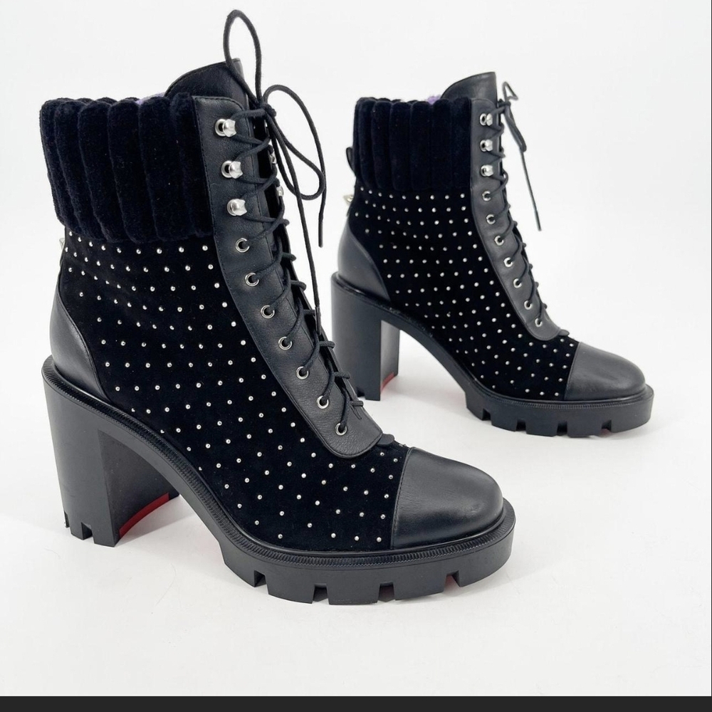 Christian Louboutin Black Studded Heeled Boots